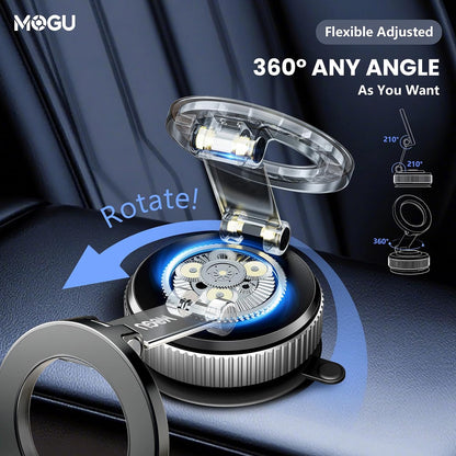 Vacuum Magnetic Car Phone Holder-118Lbs Strong Suction+2800Gf Magnet,360° Adjustable Dashboard Mount, Hands-Free Cell Phone Stand for Iphone/Samsung Magsafe, Works on Mirror/Gym/Kitchen &Multi-Surface